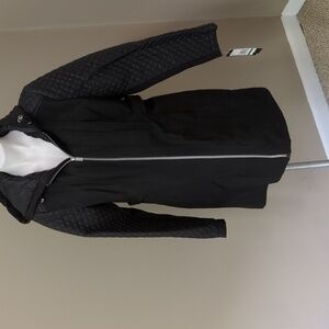 Jones NY black hooded raincoat size large BNWT